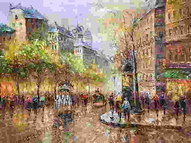 Watercolor Scene Painting Depicting A Bustling Street Scene With People And Buildings Dreamscapes Fantasy Worlds: Create Engaging Scenes And Landscapes In Watercolor